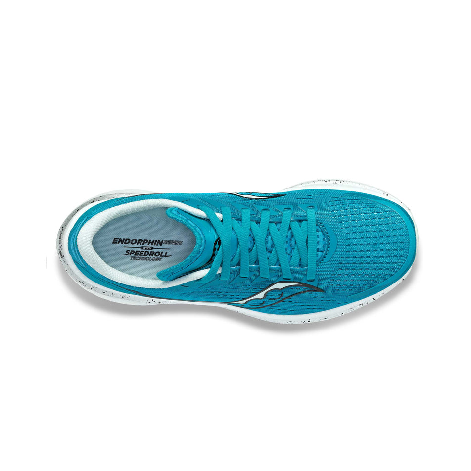 The upper on a pair of Saucony Women's Endorphin Speed 3 Running Shoes in the Ink/Silver colourway (7996811247778)