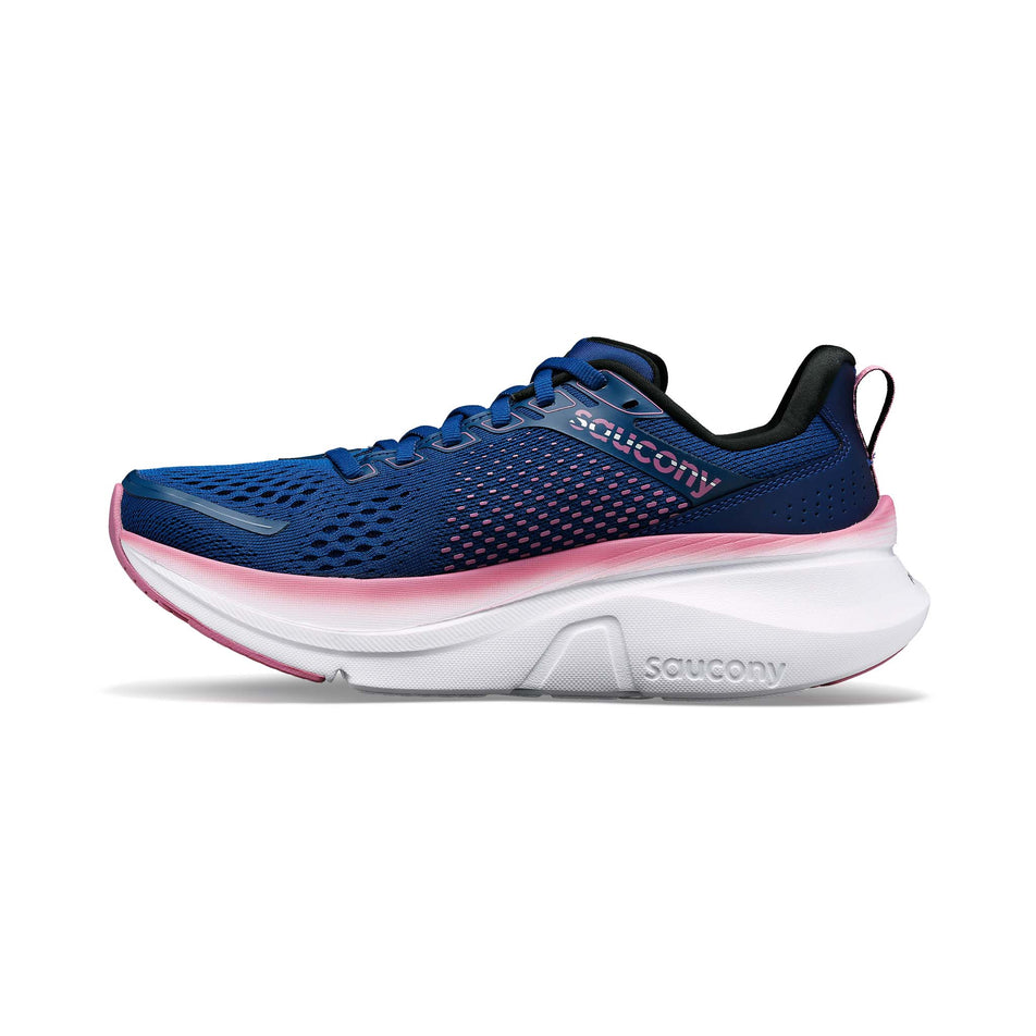 Medial side of the right shoe from a pair of Saucony Women's Guide 17 Running Shoes in the Navy/Orchid colourway (8144932896930)