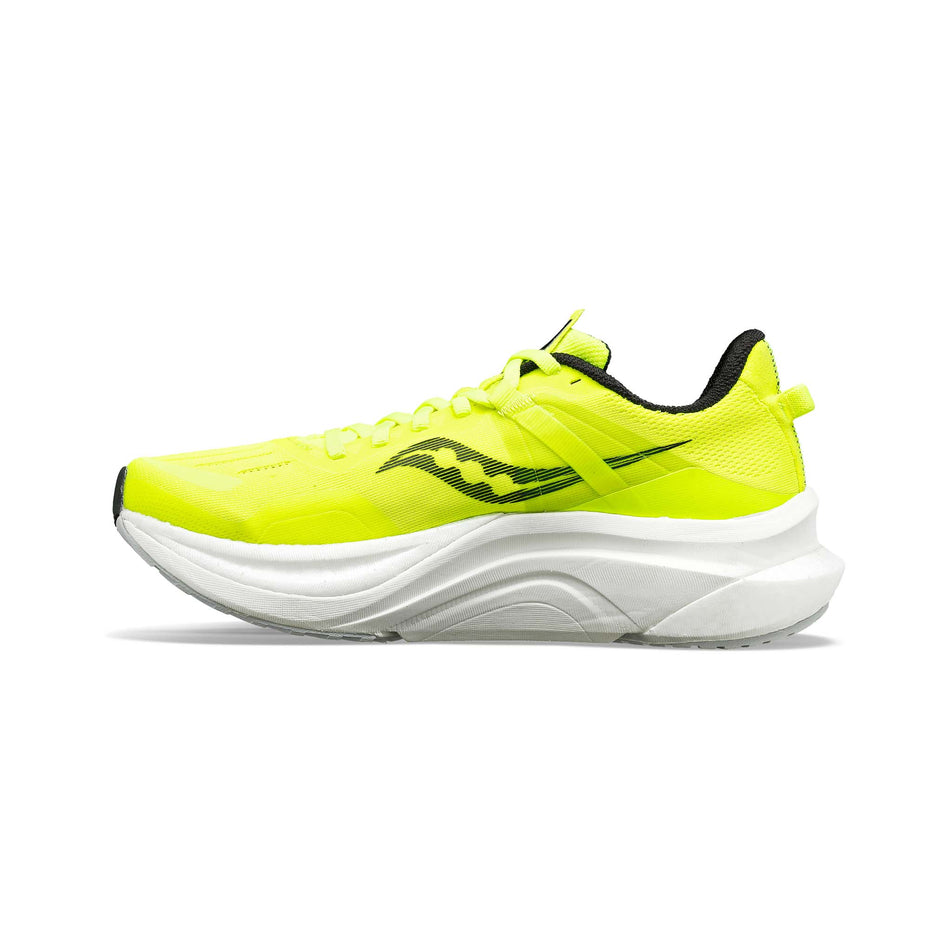 Medial side of the right shoe from a pair of Saucony Men's Tempus Running Shoes in the Citron colourway (7996770123938)