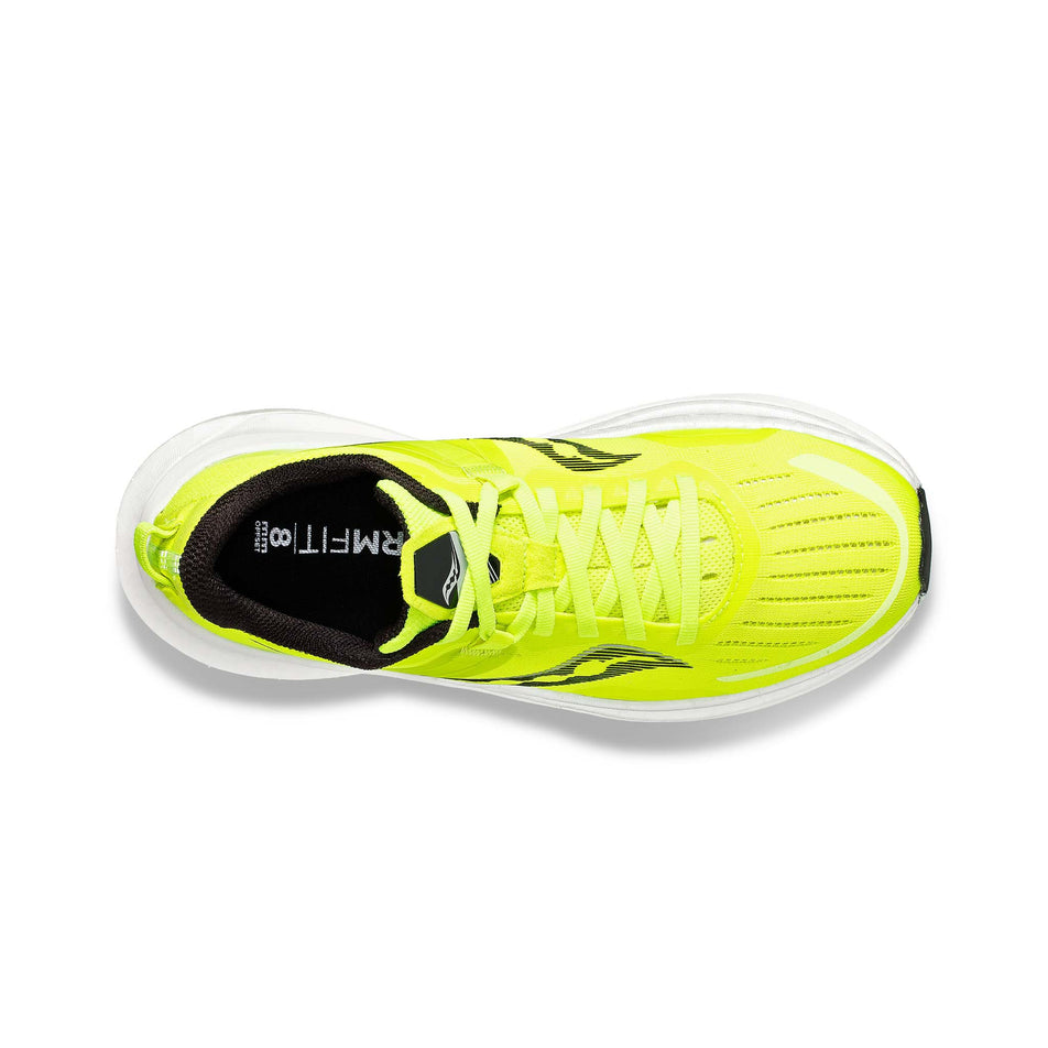 Upper of the right shoe from a pair of Saucony Men's Tempus Running Shoes in the Citron colourway (7996770123938)
