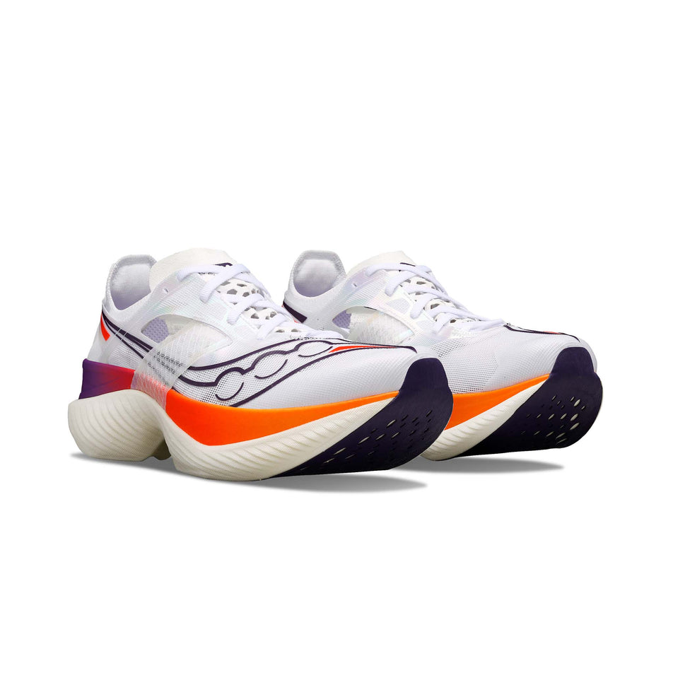 A pair of Saucony Men's Endorphin Elite Running Shoes in the White/Vizired colourway (8192168853666)