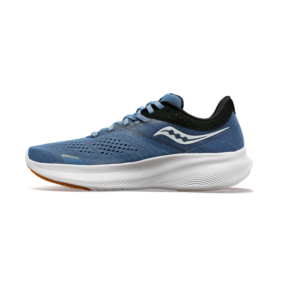 Medial side of the right shoe from a pair of Saucony Men's Ride 16 Running Shoes in the Murk/Black colourway (7996726837410)