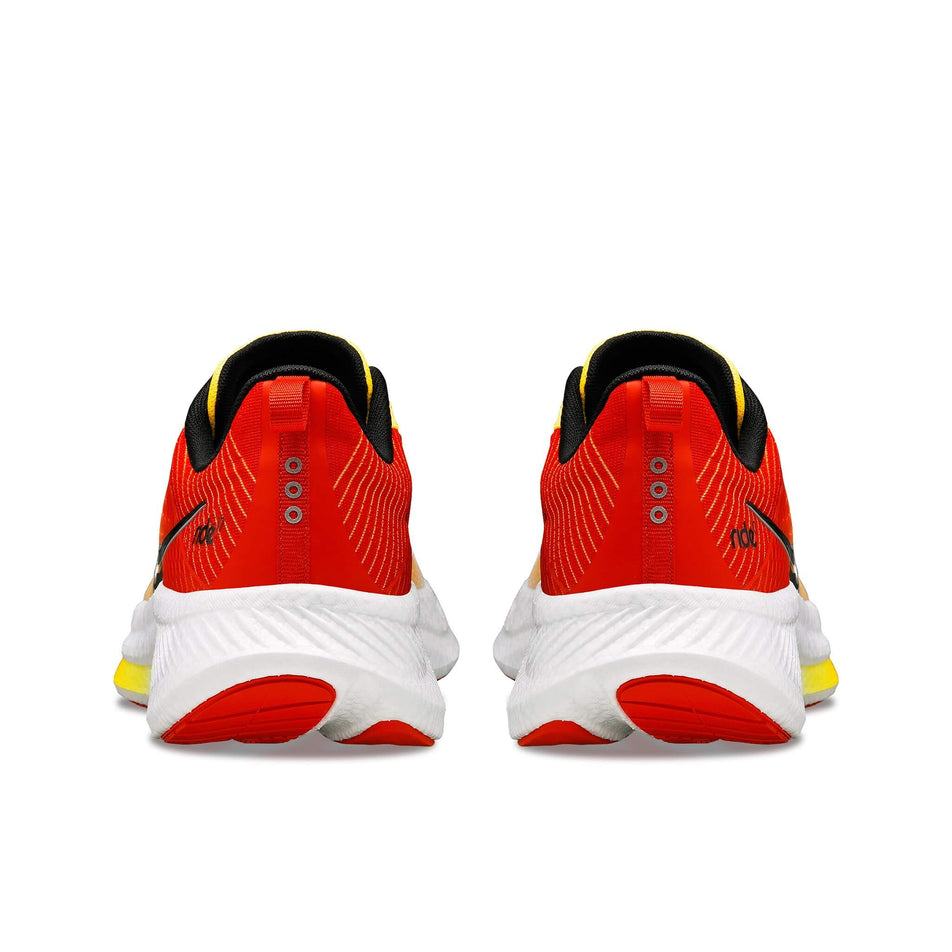 The back of a pair of Saucony Men's Ride 17 Running Shoes in the White/Vizigold colourway (8118090825890)