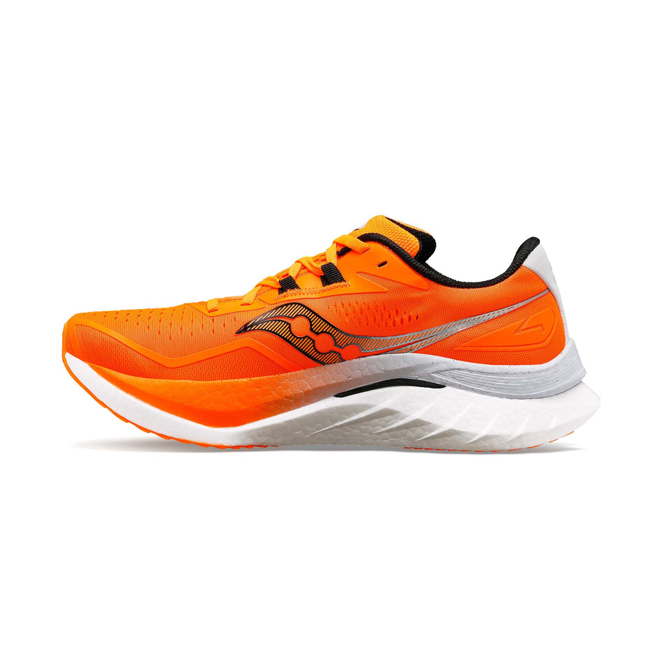 Medial side of the right shoe from a pair of Saucony Men's Endorphin Speed 4 Running Shoes in the Viziorange colourway (8164398104738)