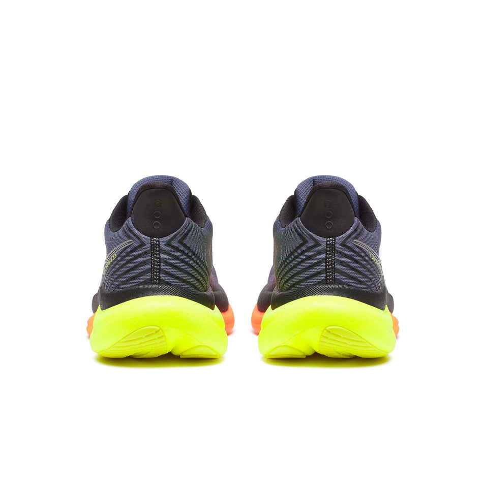 The back of a pair of Saucony Men's Triumph 23 Running Shoes in the Shadow/Vizi colourway. (8654237204642)