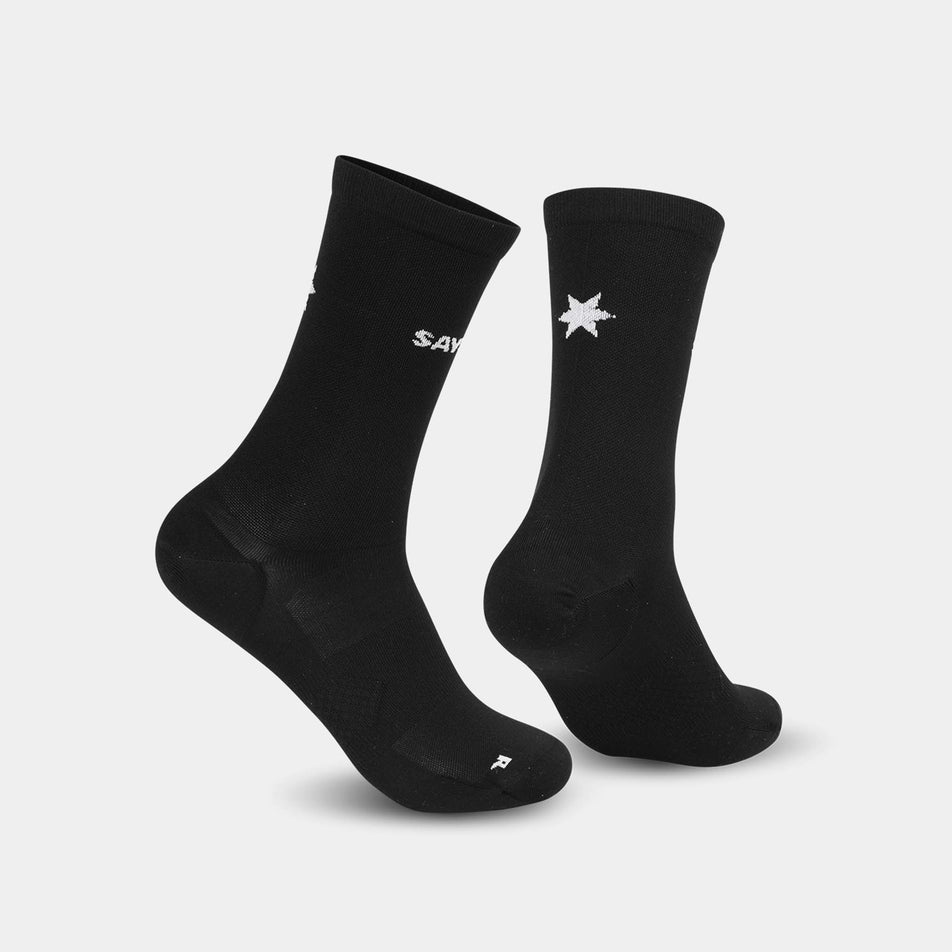 A pair of SAYSKY Unisex Combat High Socks in the Black/White colourway. 