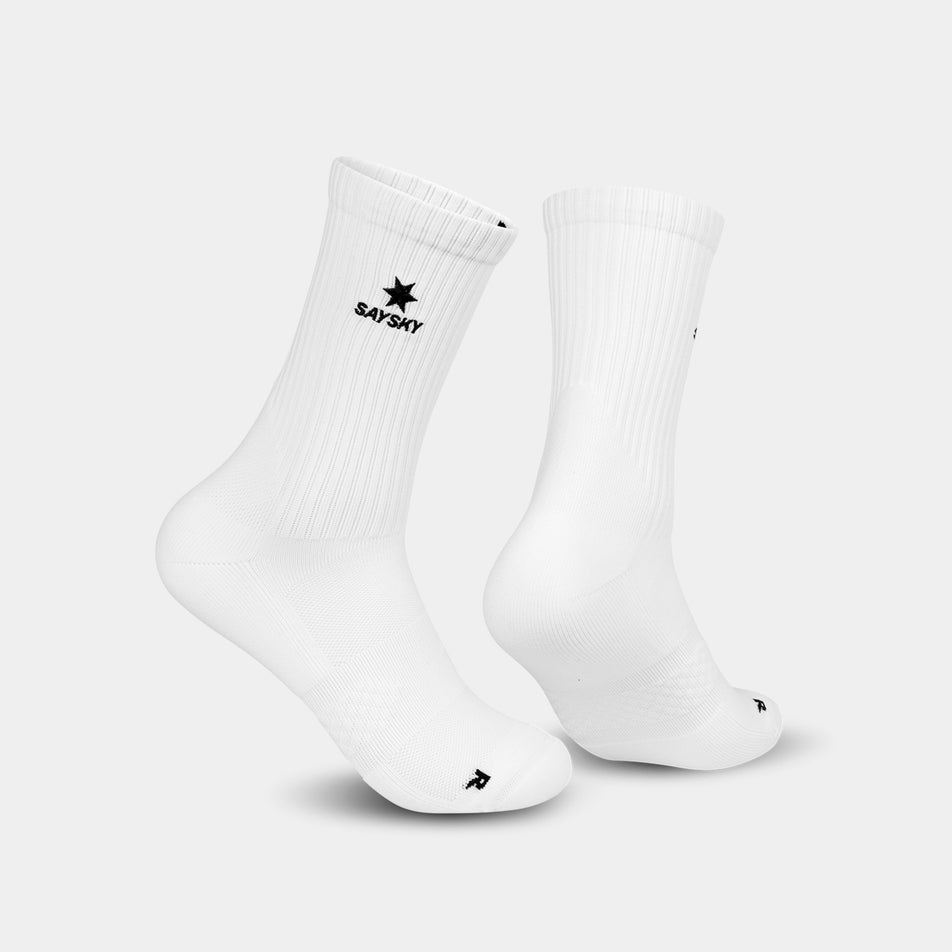 A pair of SAYSKY Unisex Pace High Socks in the White colourway.