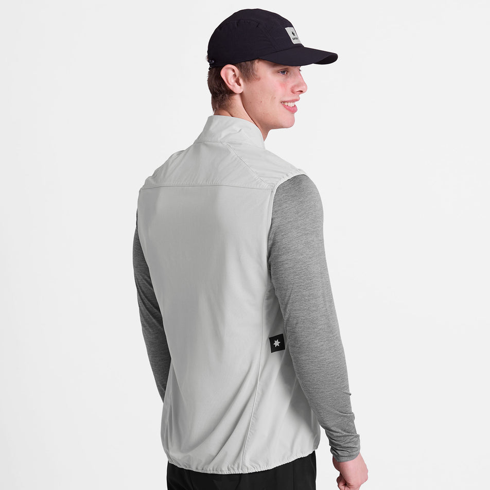 Back view of a model wearing the SAYSKY Unisex Clean Pace Flex Vest in the Grey colourway. 