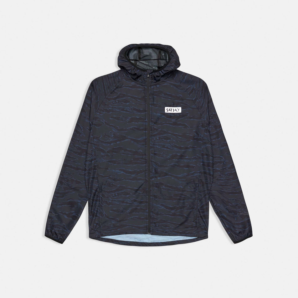 Front view of the SAYSKY Men's Tiger Pace Jacket in the Black Camo colourway.
