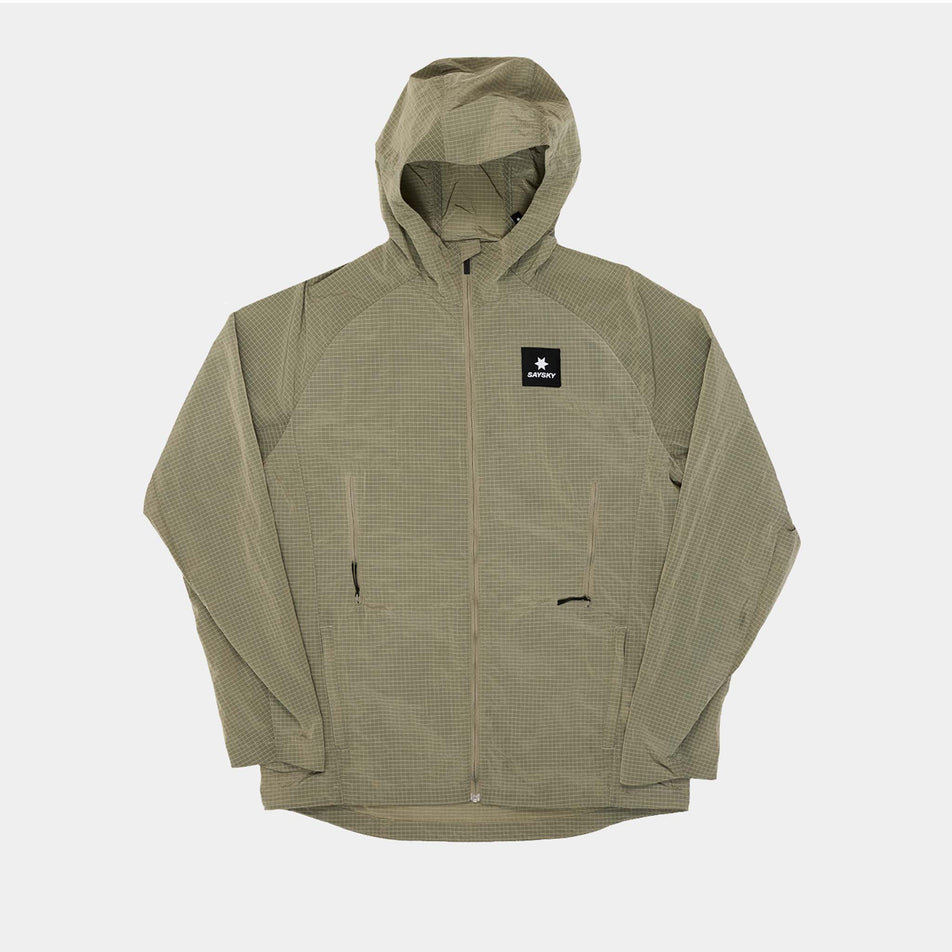 Front view of the SAYSKY Men's Clean Pace Shield Jacket in the Beige colourway.