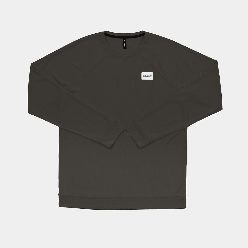 Front view of the SAYSKY Men's Pace Tech Long Sleeve in the Brown colourway.