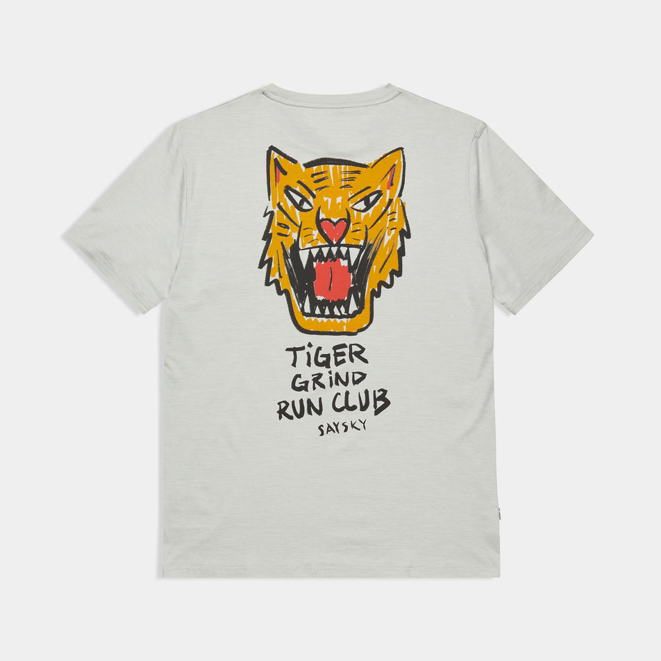 Back view of the SAYSKY Men's Tiger Pace T-Shirt in the Grey colourway.