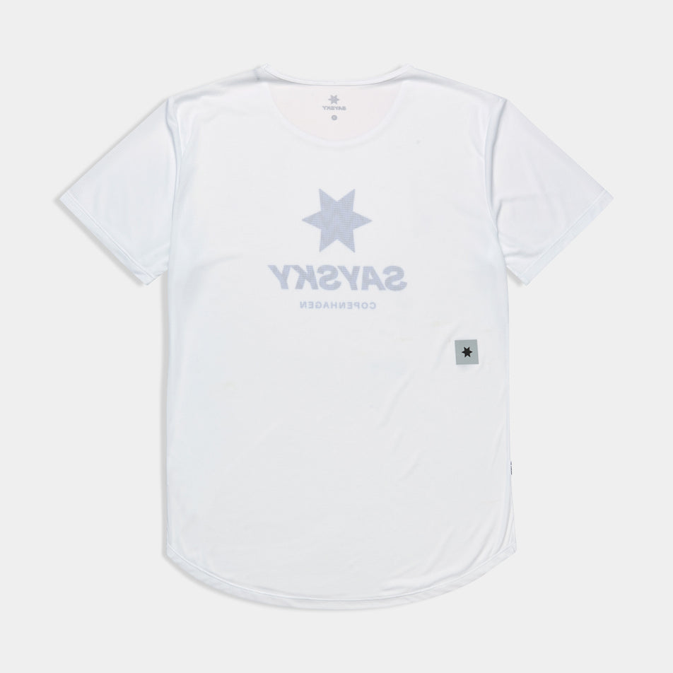 Back view of the SAYSKY Men's Zig Zag Flow T-Shirt in the White colourway.