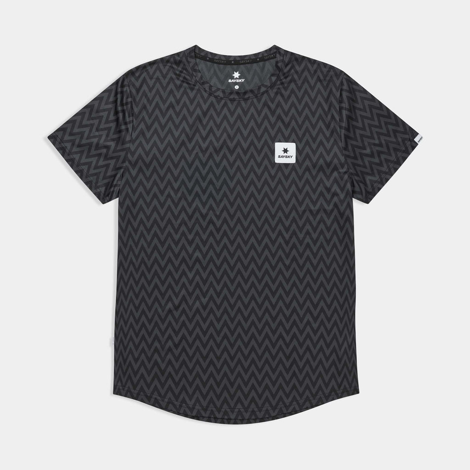 Front view of the SAYSKY Men's Zig Zag Combat T-Shirt in the Black Zig Zag colourway.