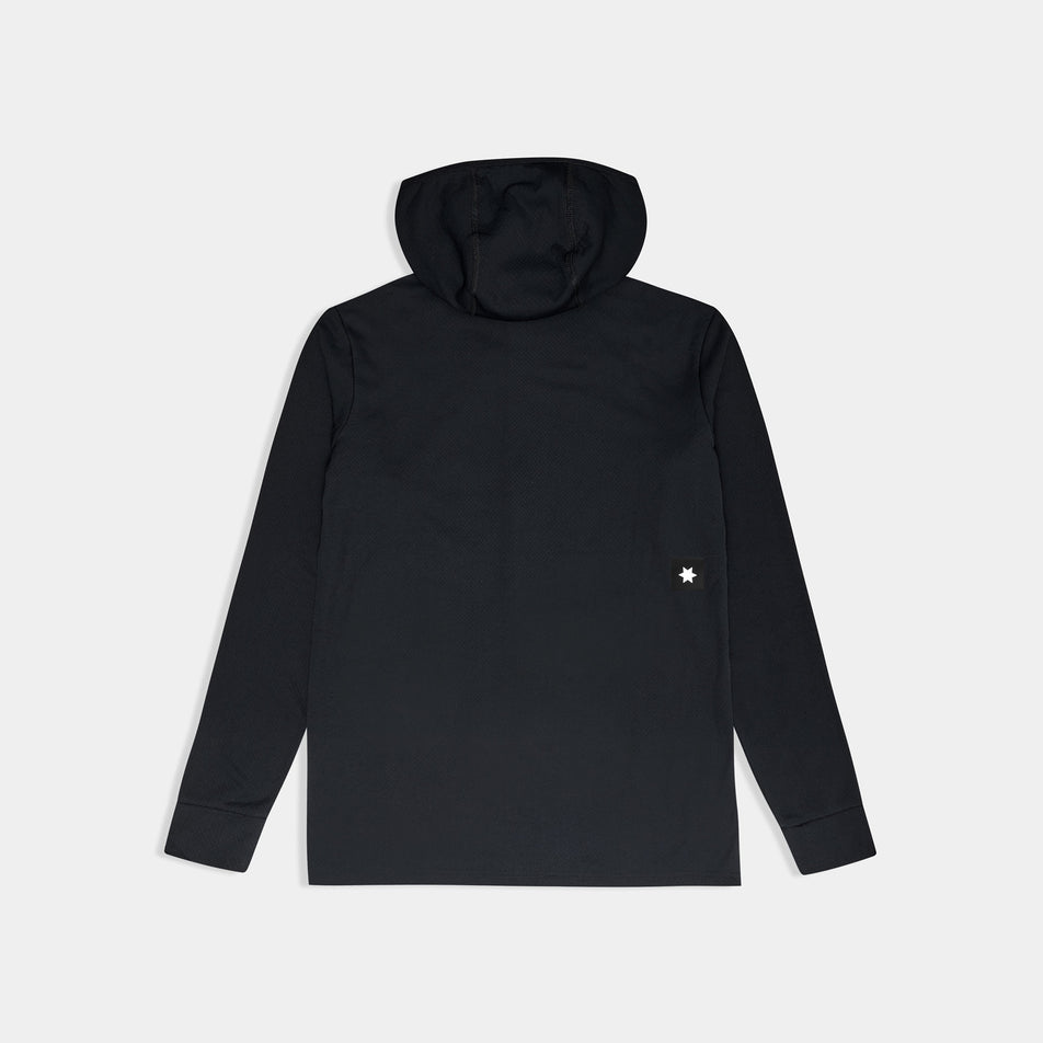 Back view of the SAYSKY Men's Combat Half Zip Fleece Hoodie in the Black colourway.