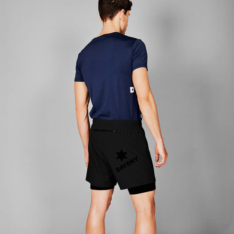 Back view of a model wearing the SAYSKY in the Men's Pace 2 In 1 Shorts 5