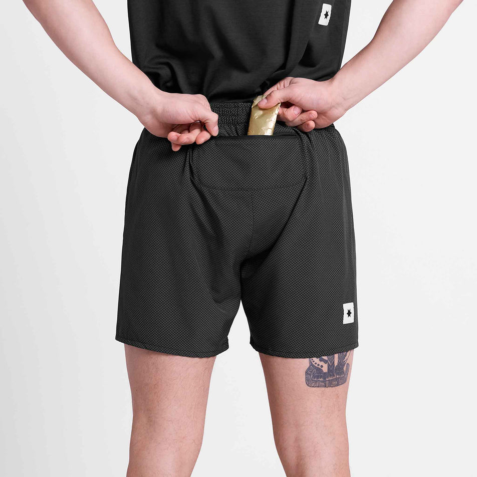 Back view of a model wearing the SAYSKY Men's Zig Zag Pace Shorts 5