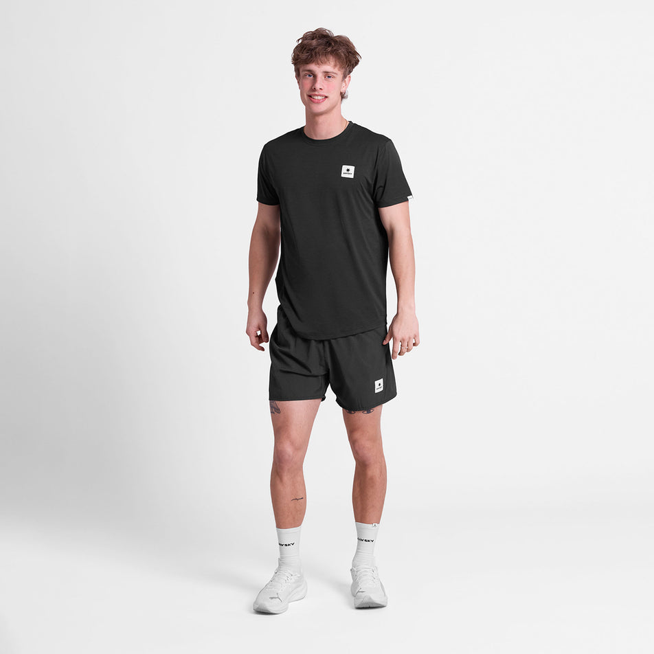 Front view of a model wearing the SAYSKY Men's Zig Zag Pace Shorts 5