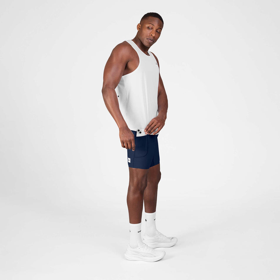 Angled view of a model wearing the SAYSKY Men's Combat+ Rib Short Tights 8