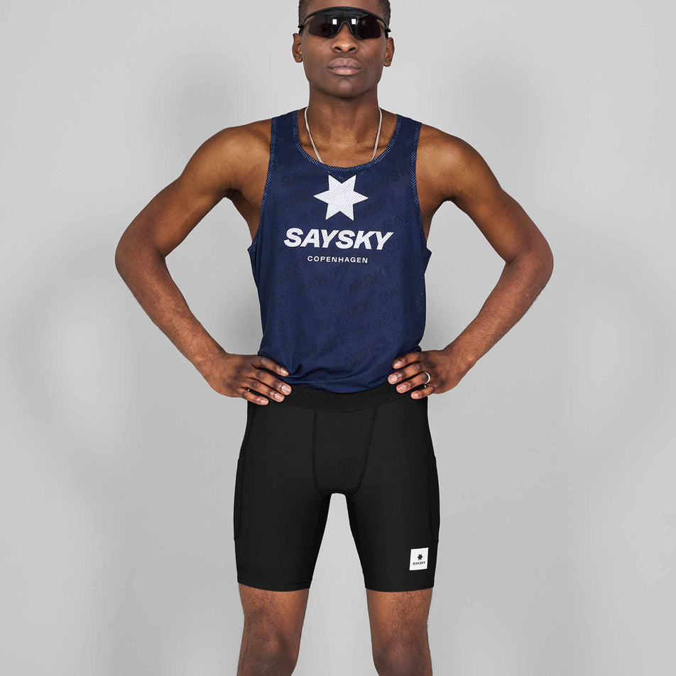 Front view of a model wearing the SAYSKY Men's Combat+ Rib Short Tights 8