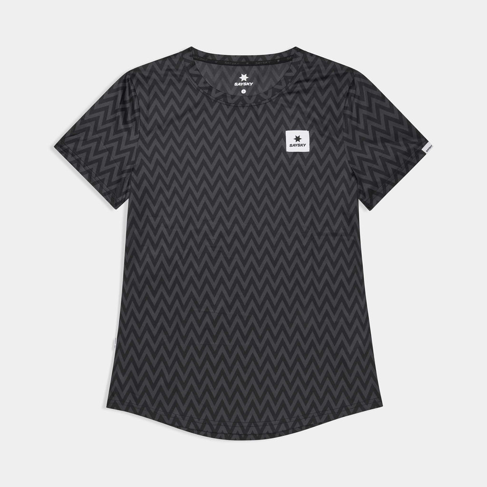 Front view of the SAYSKY Women's Zig Zag Combat T-Shirt in the Black Zig Zag colourway.