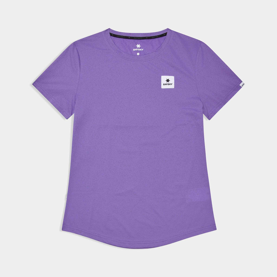 Front view of the SAYSKY Women's Universe Combat T-Shirt in the Purple Universe colourway.