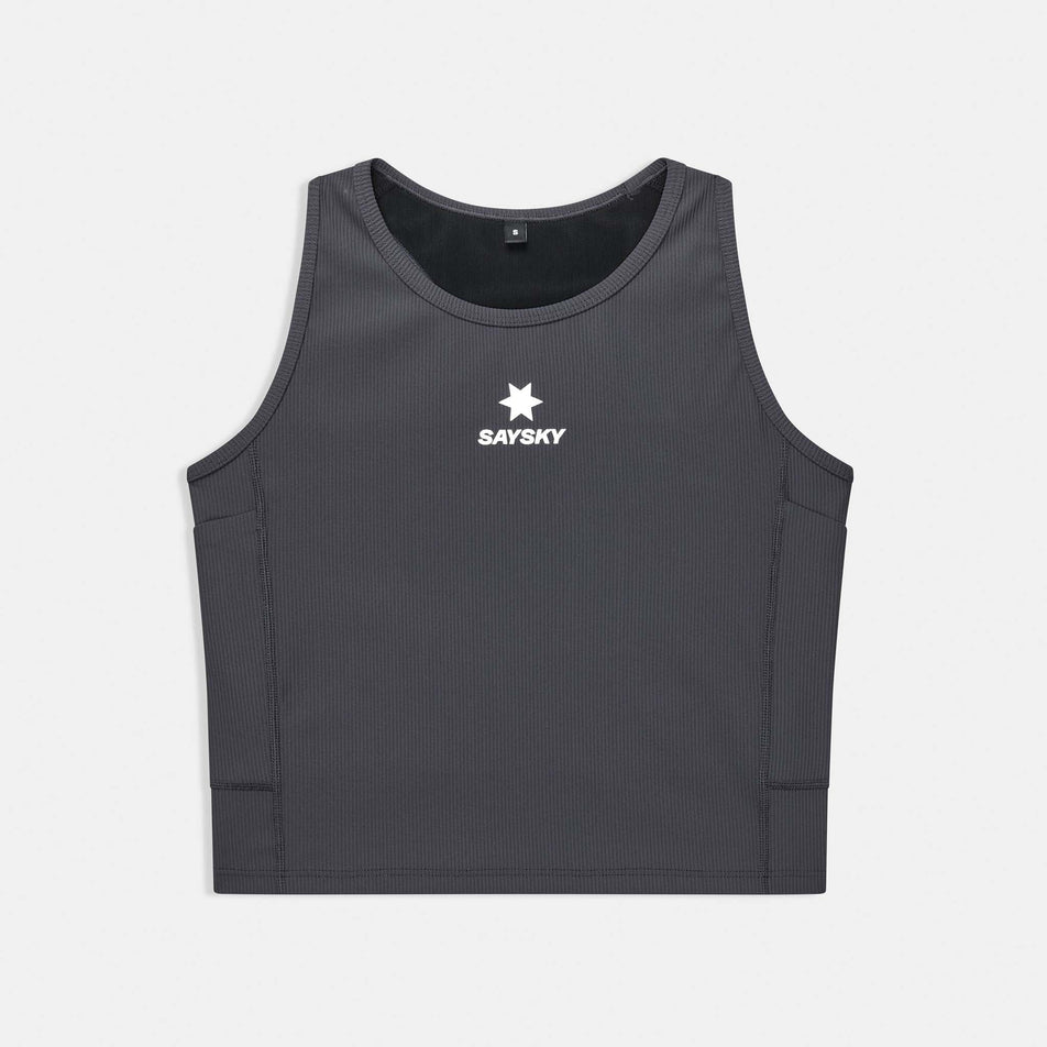 Front view of the SAYSKY Women's Combat Rib Crop Top in the Grey colourway.