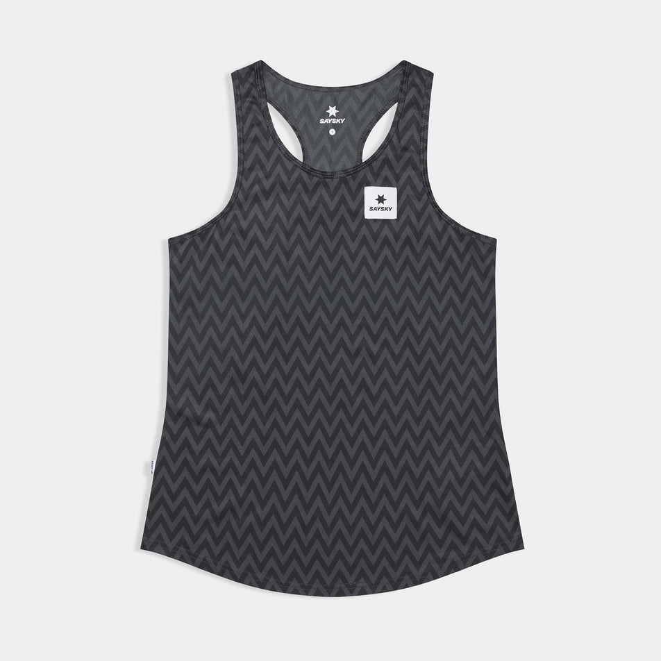 Front view of the SAYSKY Women's Zig Zag Combat Singlet in the Black Zig Zag colourway.