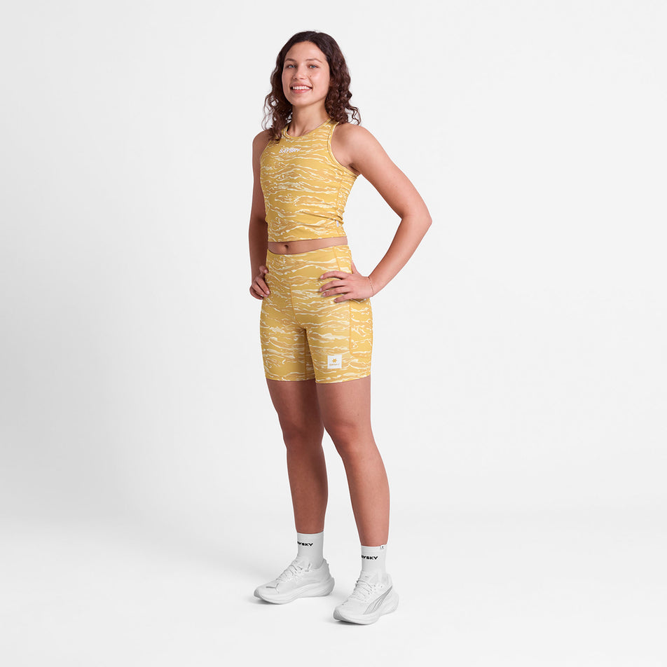 Front view of a model wearing the SAYSKY Women's Tiger Combat+ Short Tights 7