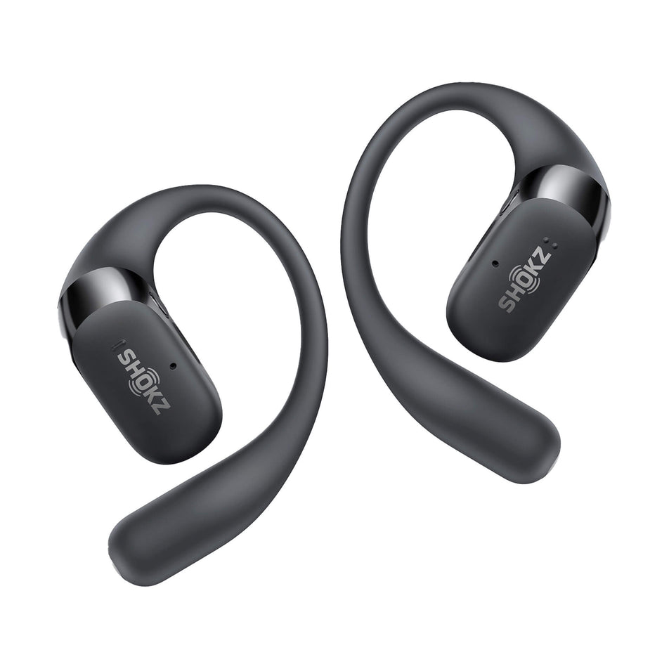 A pair of Shokz OpenFit 2+ Wireless Earbuds in the black colourway