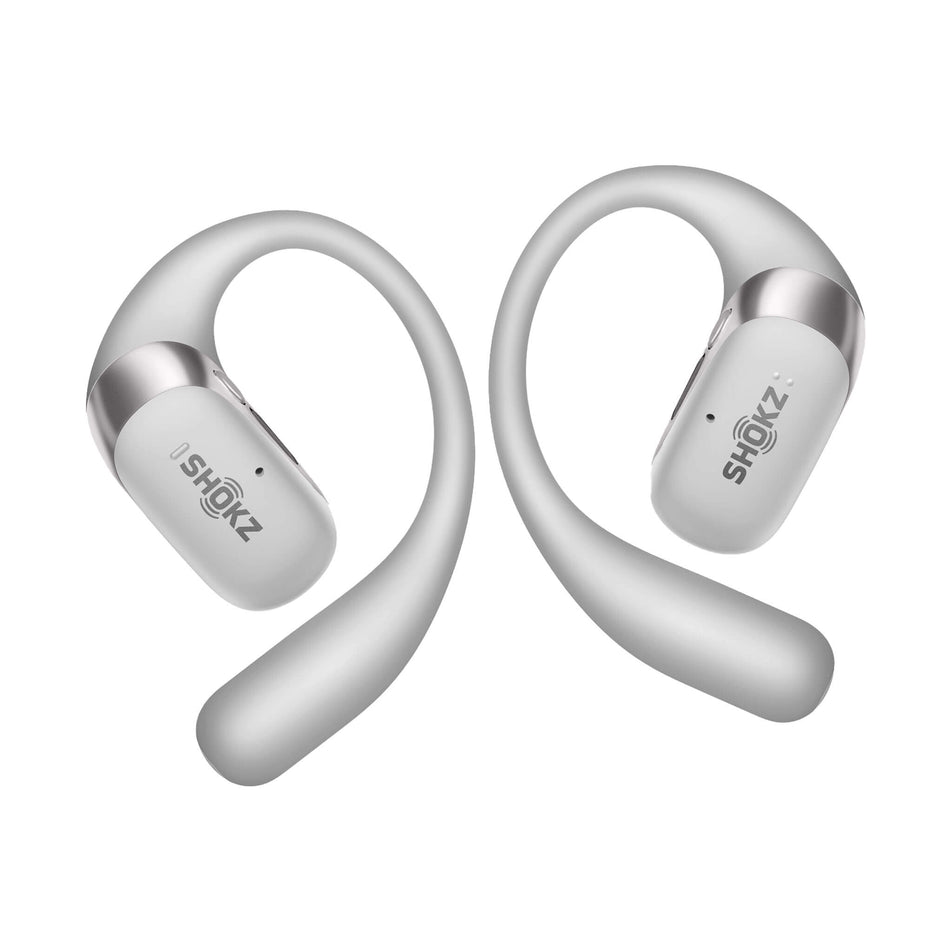 A pair of Shokz OpenFit 2+ Wireless Earbuds in the grey colourway