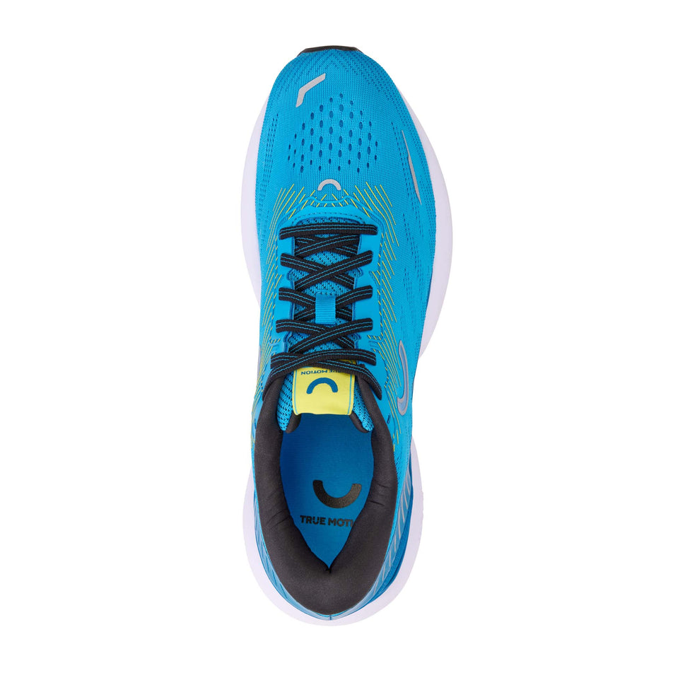 Upper of the right shoe from a pair of True Motion Men's U-TECH Nevos 3 Running Shoes in the Dresden Blue/Mykonos Blue/Blazing Yellow colourway (8146438193314)