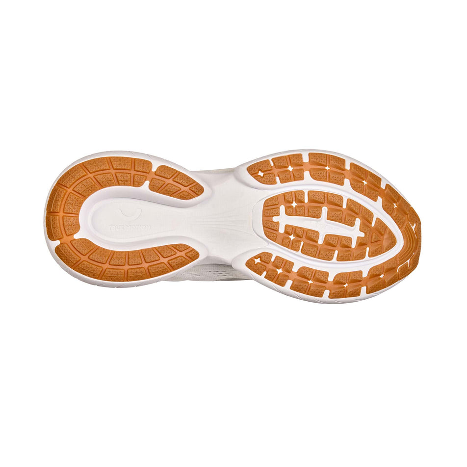 The outsole of the right shoe from a pair of True Motion Men's U-Tech Nevos 4 Running Shoes in the White/Bright White colourway.