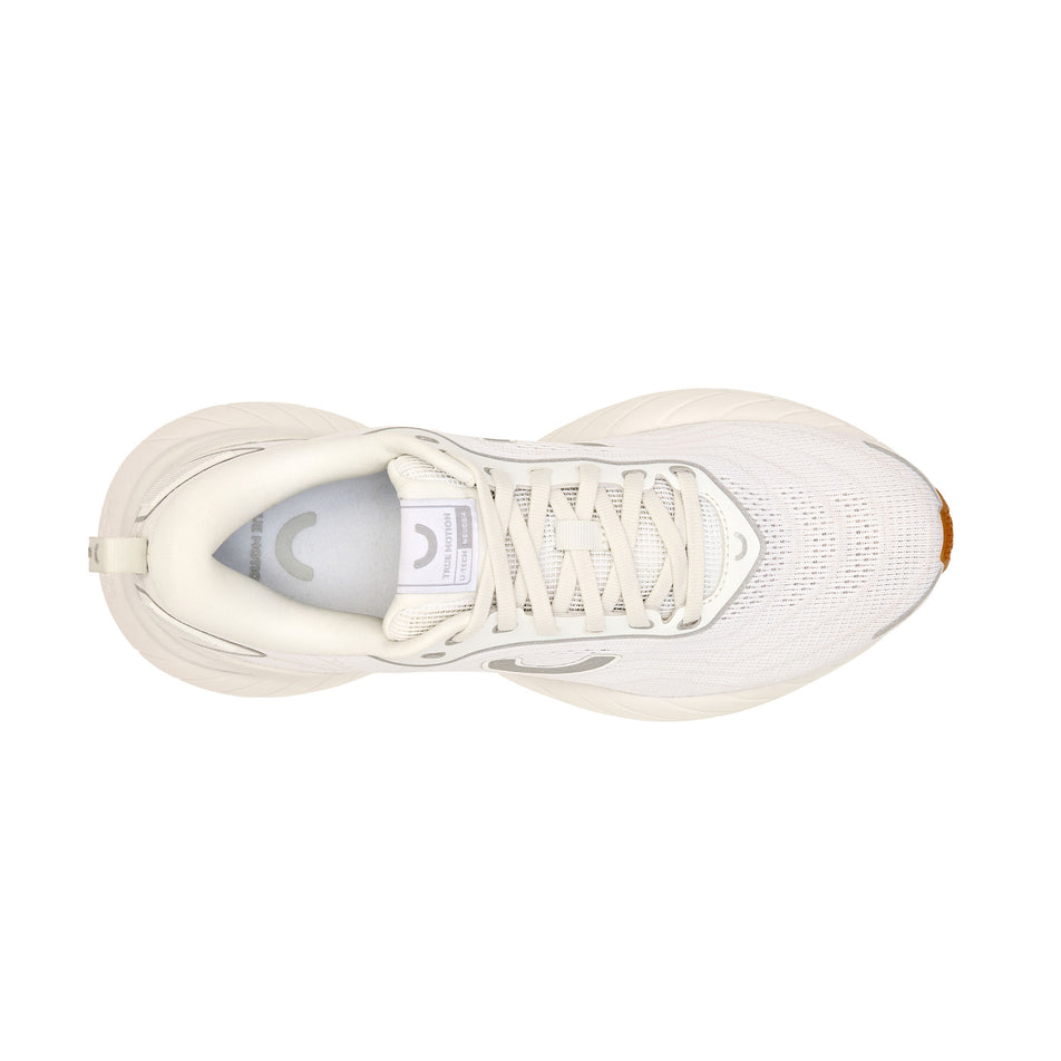 The upper of the right shoe from a pair of True Motion Men's U-Tech Nevos 4 Running Shoes in the White/Bright White colourway.