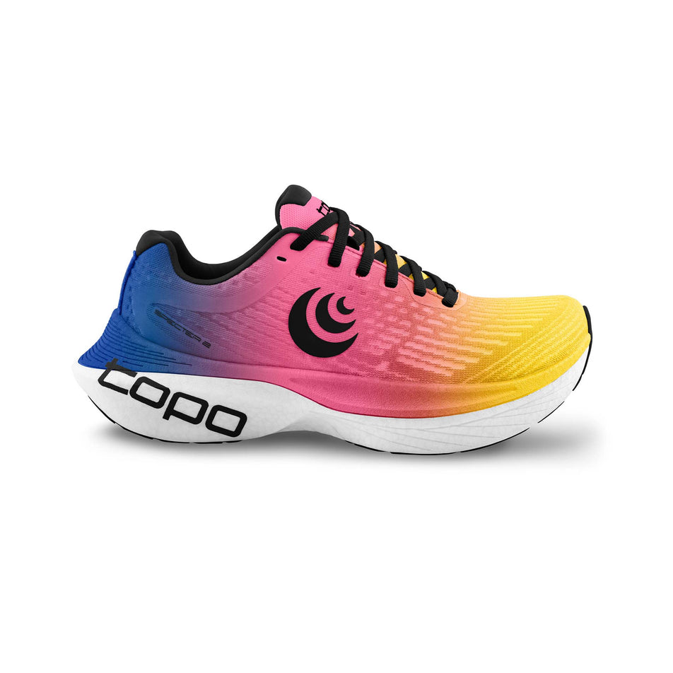 Lateral view of the right shoe from a pair of Topo Athletic Women's Specter 2 Running Shoes in the Purple/Black colourway. (8746037510306)