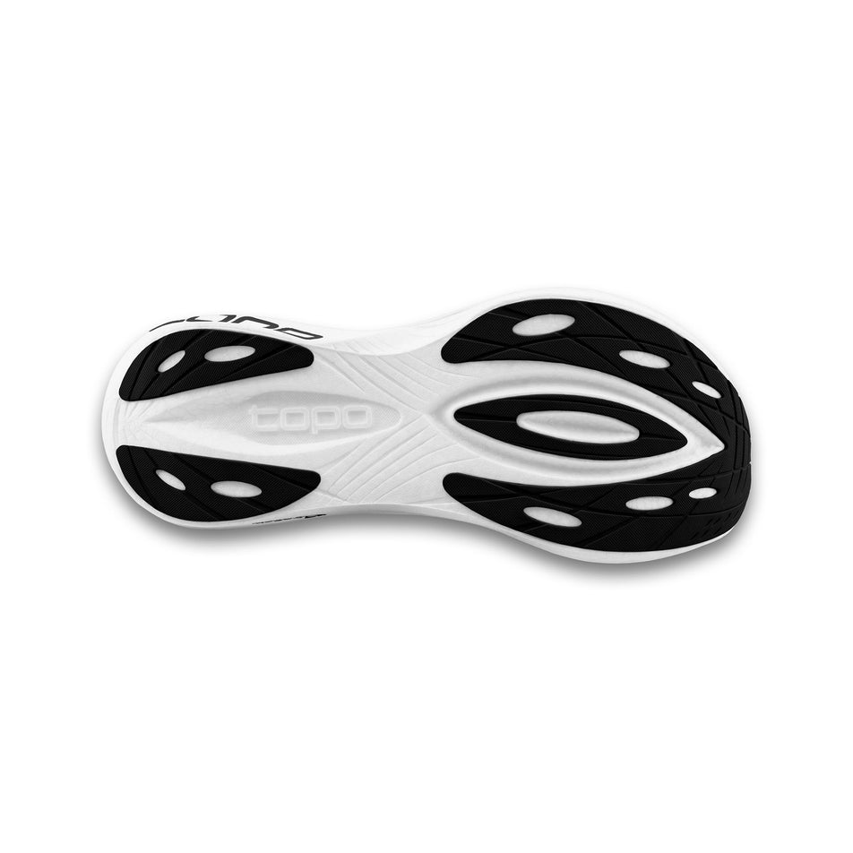 The outsole of the right shoe from a pair of Topo Athletic Women's Specter 2 Running Shoes in the Purple/Black colourway. (8746037510306)