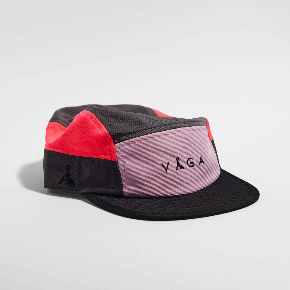 Front view of the VÅGA Unisex Club Cap in the Dark Taupe/Neon Peach/Pastel Pink colourway.
