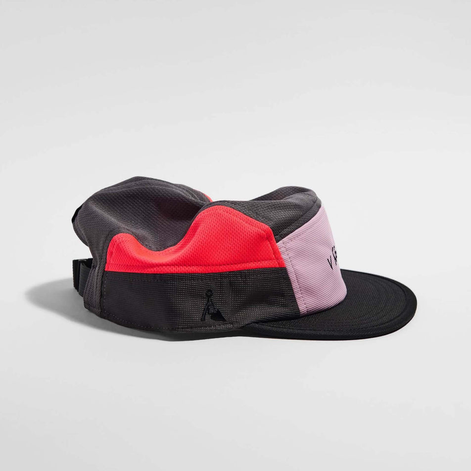 Side view of the VÅGA Unisex Club Cap in the Dark Taupe/Neon Peach/Pastel Pink colourway.