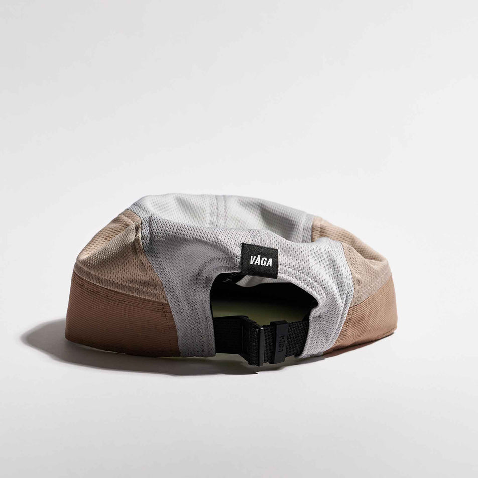 Back view of the VÅGA Unisex Club Cap in the Taupe/Neon Yellow/Light Grey colourway.