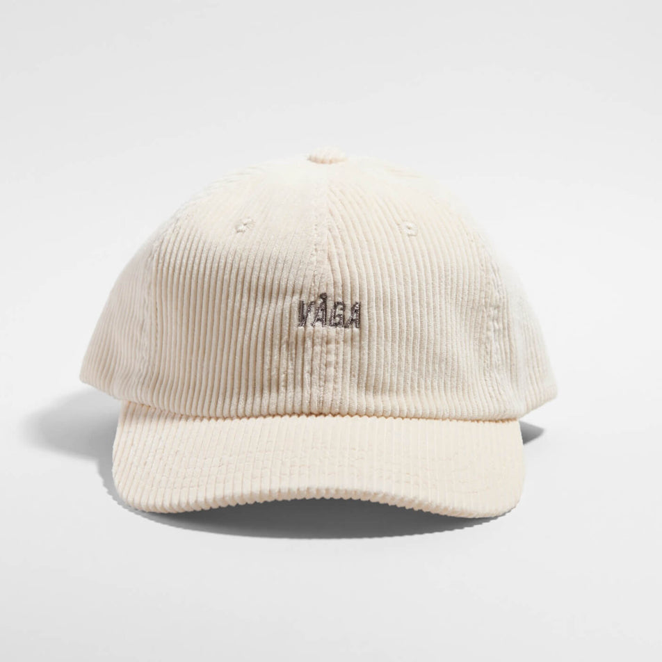 Front view of the VAGA Unisex Corduroy Cap in the Pale Lemon colourway. 