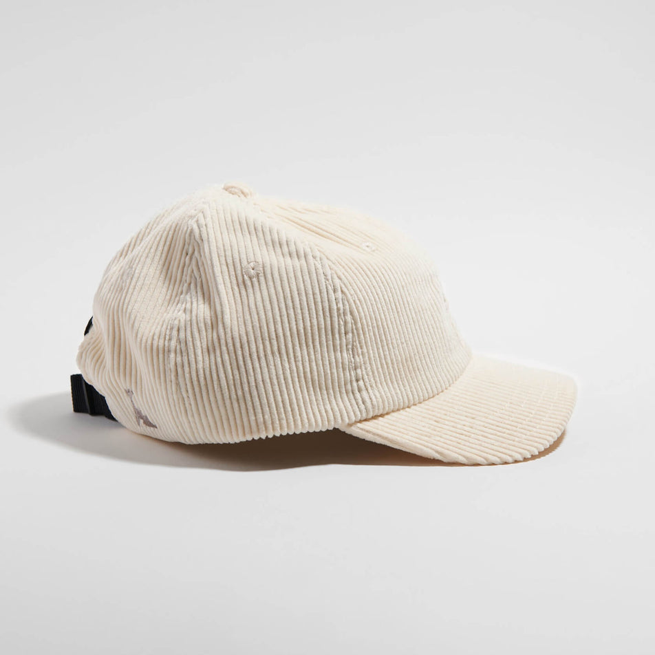 Lateral view of the VAGA Unisex Corduroy Cap in the Pale Lemon colourway.