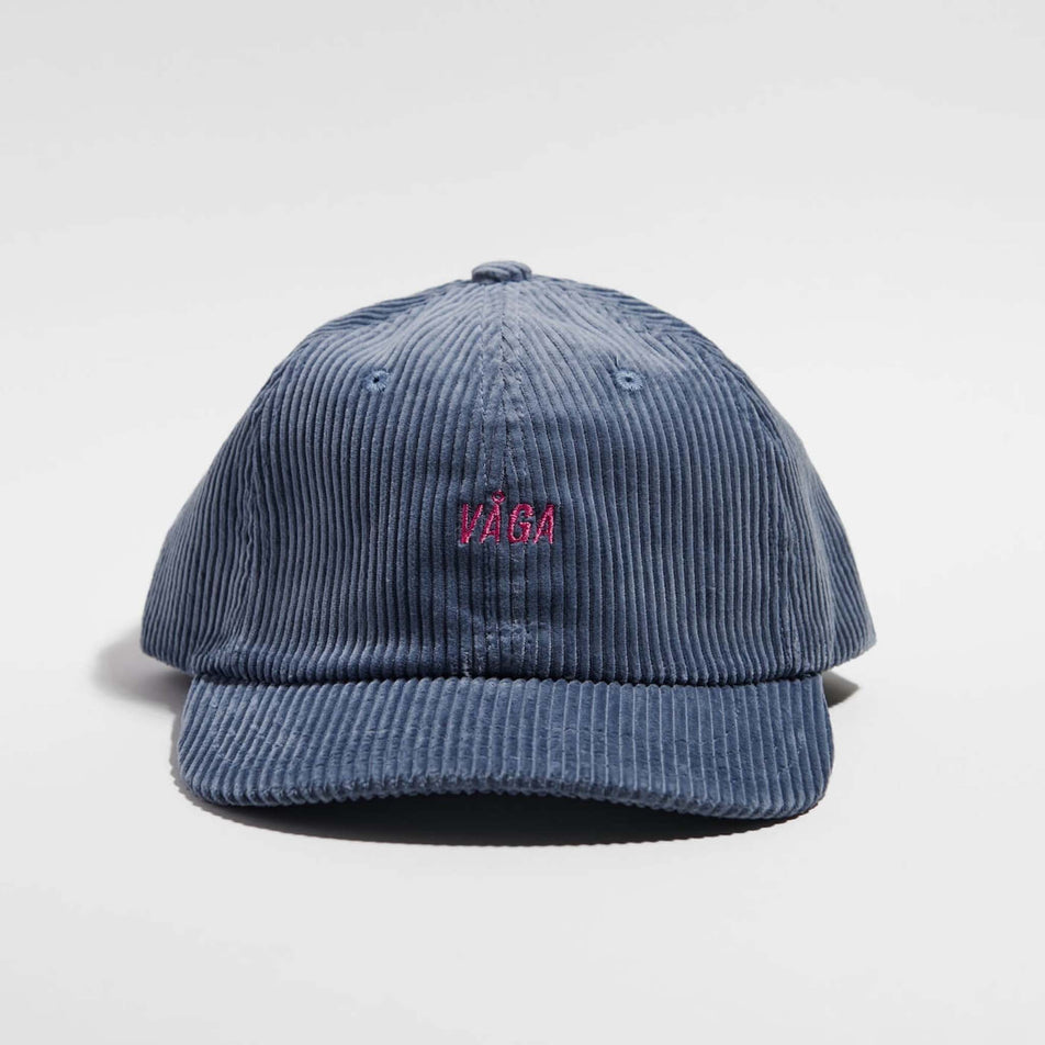 Front view of the VAGA Unisex Corduroy Cap in the Smoke Grey colourway.