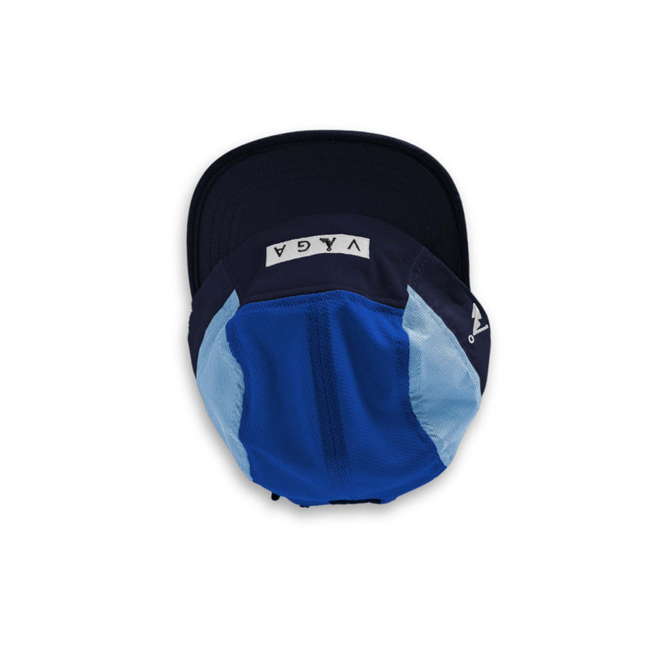 View of the top of a VAGA Unisex Club Cap in the Bluebird colourway (8217269043362)
