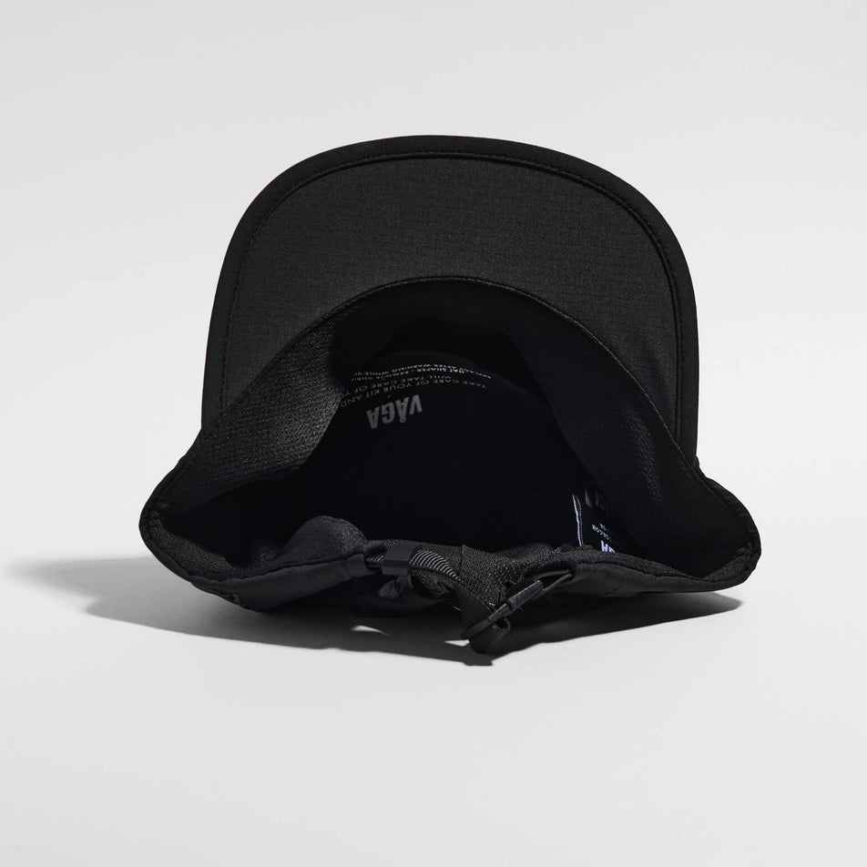 Underside view of the VAGA Fell Running Cap 2.0 in the Black colourway.