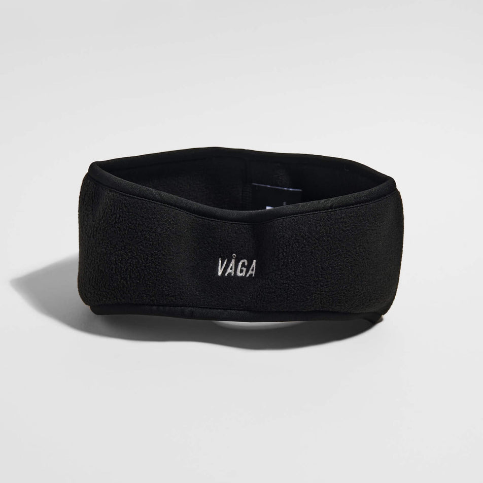 Front view of the VAGA Unisex Fleece Headband in the Black colourway. 