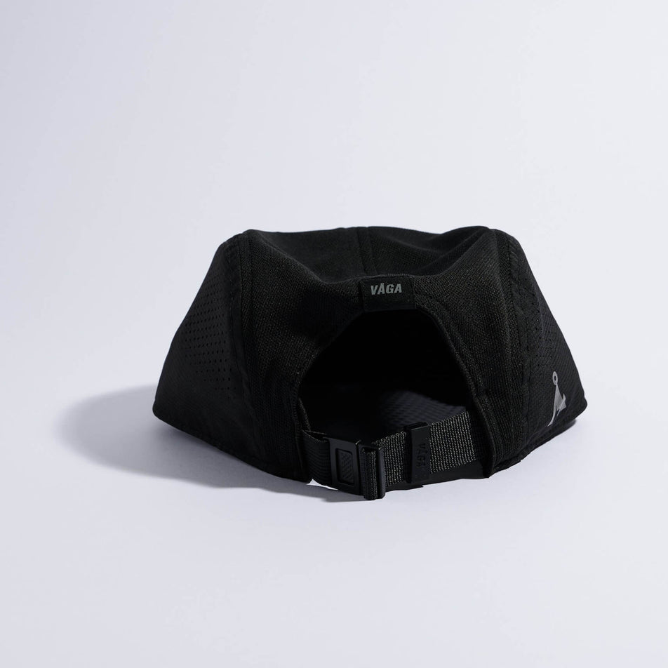 Back view of the VAGA Unisex Feather Racing Cap in the All Black colourway.