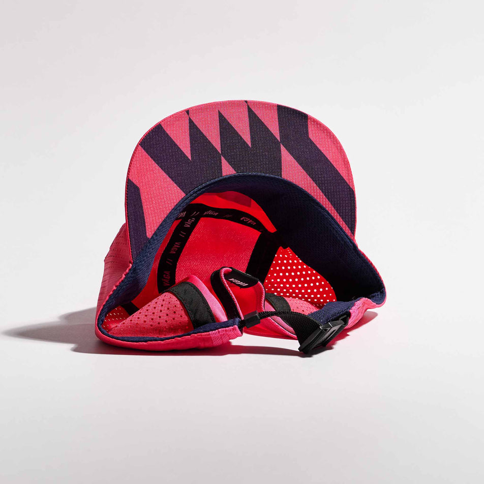 The underside of the VÅGA Unisex Feather Racing Cap in the Pink colourway. 