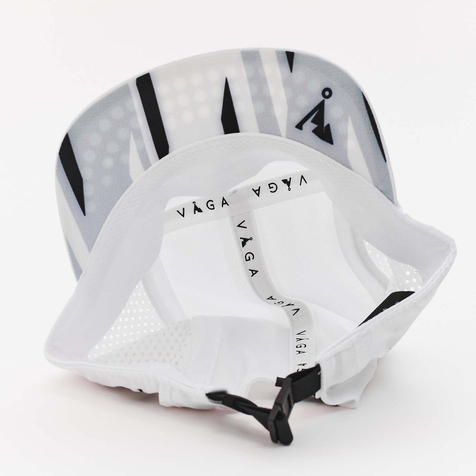 View of the inside of a VAGA Unisex Feather Racing Cap in the White/Mist Grey/Black colourway (8217277759650)