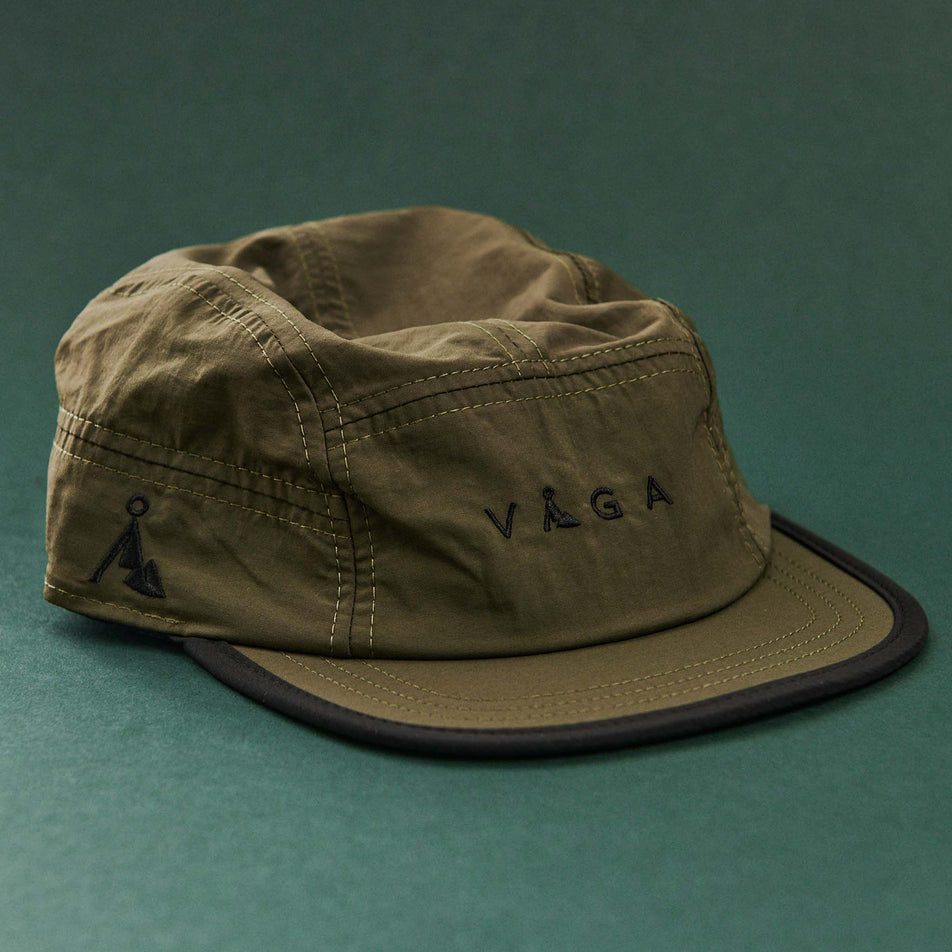 Front view of a VAGA Unisex Fell Cap in the Utility Green/Black/Navy colourway (8217264029858)