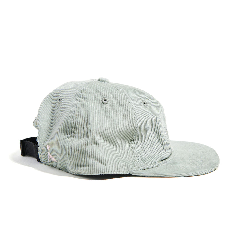 Side view of the VAGA Unisex Corduroy Cap in the Sage Green colourway. (8751578153122)